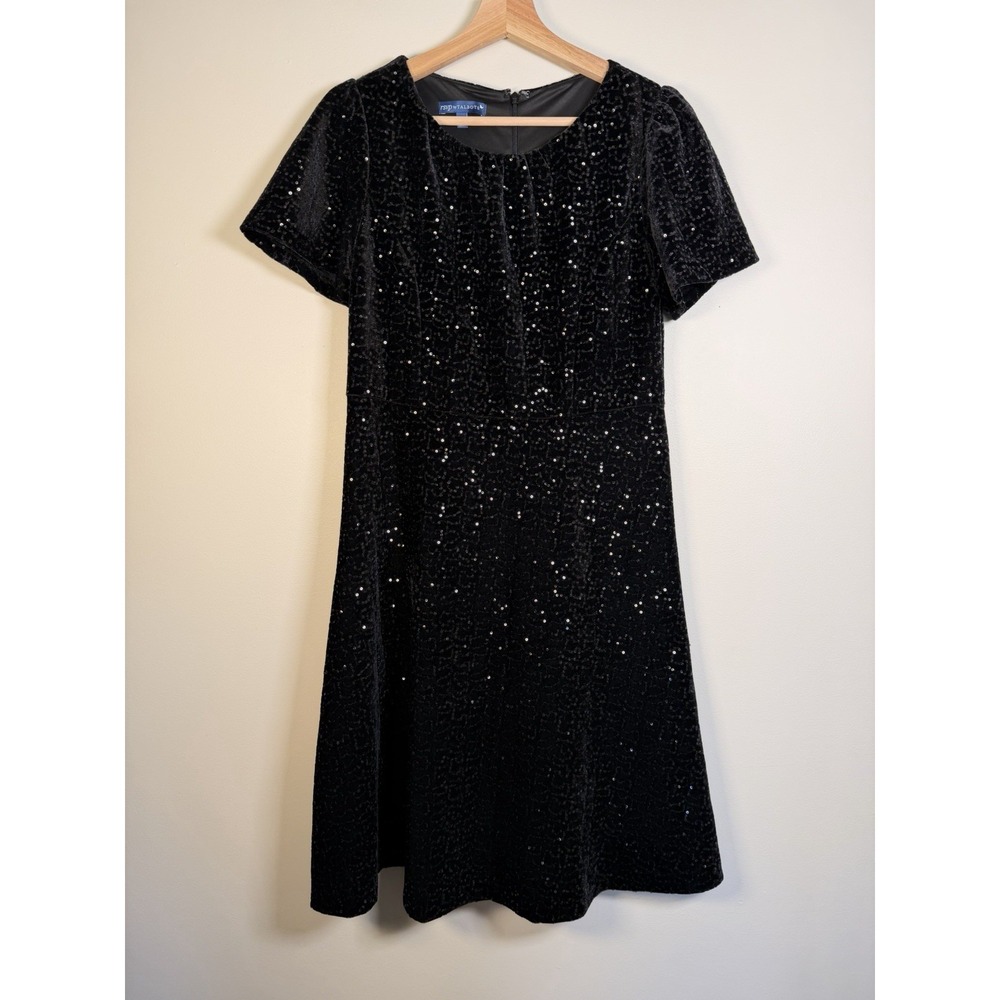 RSVP by Talbots‎ Black Velvet Sequin Dress Size 4P Party Cocktail Dinner Holiday